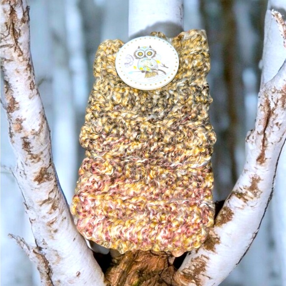 glasses holder Other - Handcrafted crocheted earth tone glasses holder with cute button closure